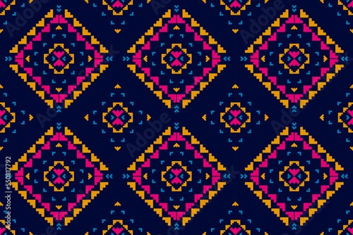Fabric Aztec pattern background. Geometric ethnic oriental seamless pattern traditional. Mexican style. Design for wallpaper, illustration, fabric, clothing, carpet, textile, batik, embroidery.