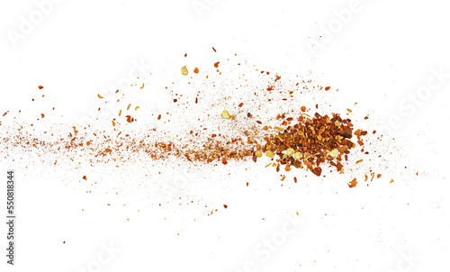 Fotografiet the pile of ground red chili pepper paprika isolated