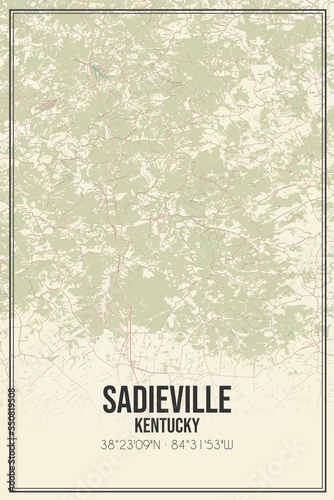 Retro US city map of Sadieville, Kentucky. Vintage street map. photo