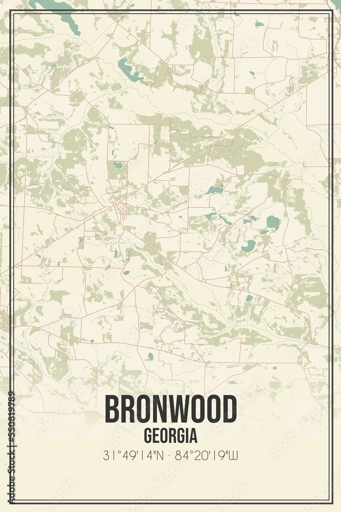 Retro US city map of Bronwood, Vintage street map. Stock Illustration Adobe Stock