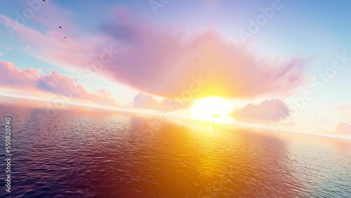 Time-lapse photography of morning sunrise on the sea photo