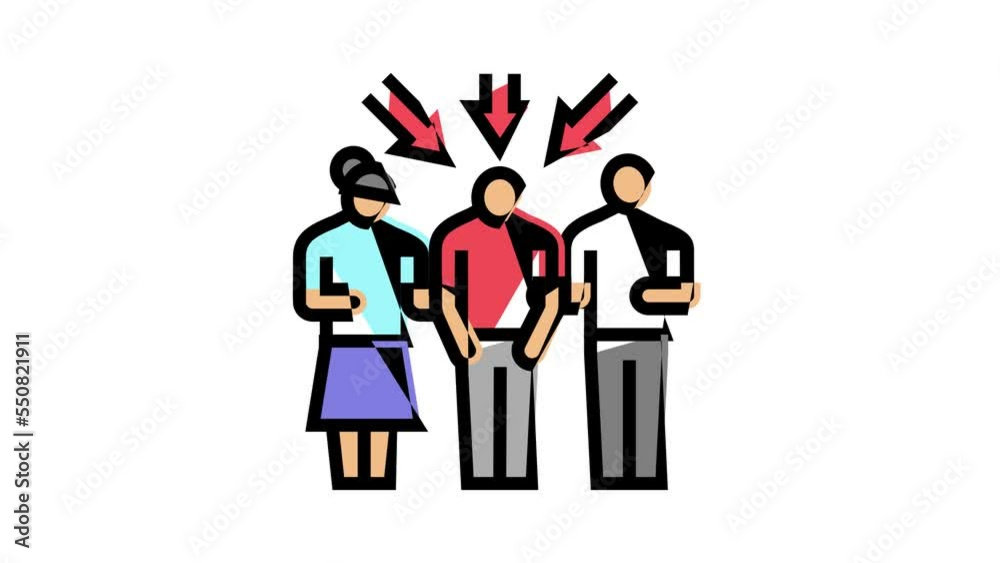 victim blaming color icon animation