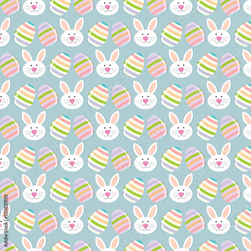 easter seamless pattern with feggs and rabbit