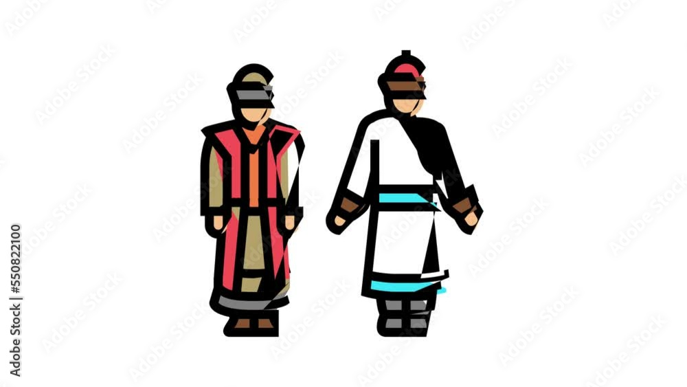 mongolia national clothes color icon animation mongolia national clothes color icon animation