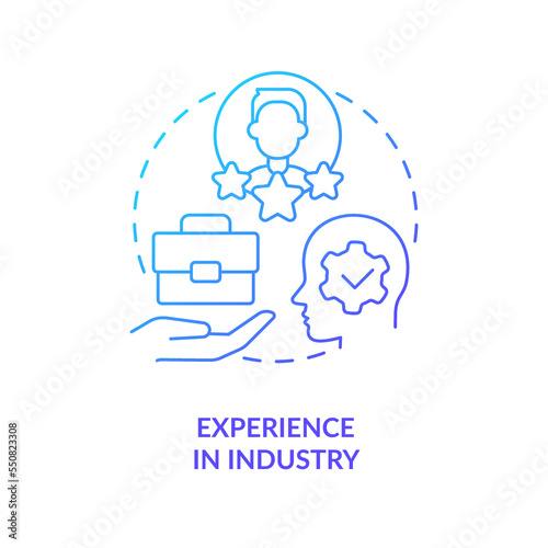 Experience in industry blue gradient concept icon. Professional knowledge. Competencies and skills reliability abstract idea thin line illustration. Isolated outline drawing. Myriad Pro-Bold font used