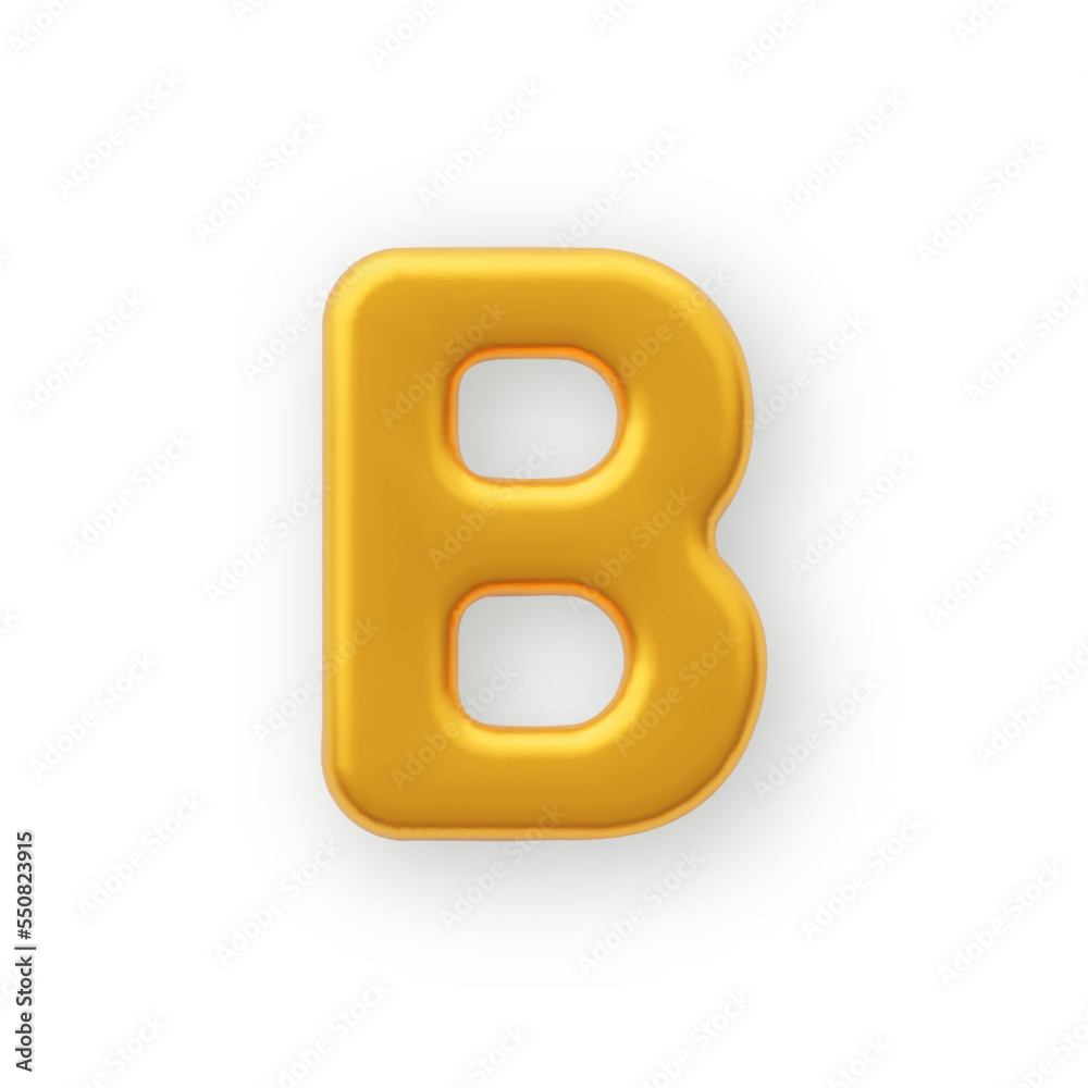 3D Gold uppercase letter B on a white background. 3D Gold uppercase letter B on a white background.