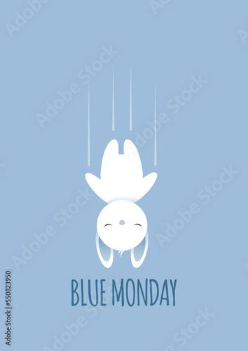White rabbit falls on blue monday