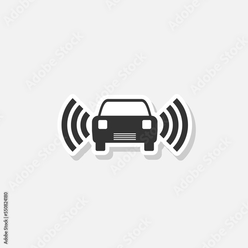 Smart car, modern autonomous auto sticker icon