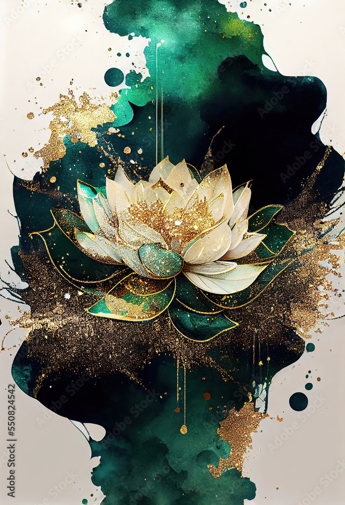 ภาพประกอบสต็อก lotus marble texture with abstract green, white, glitter