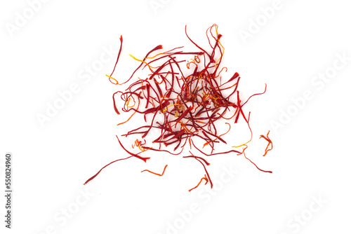 Dried saffron spice isolated