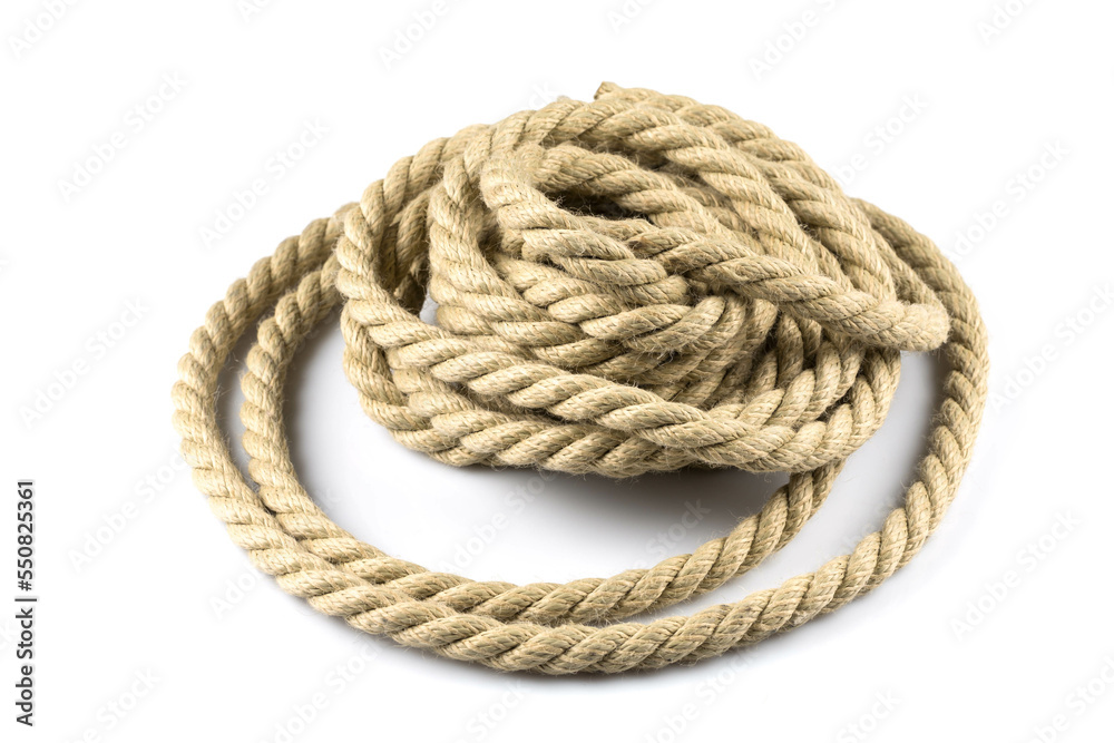 Obraz premium Twisted thick rope on white
