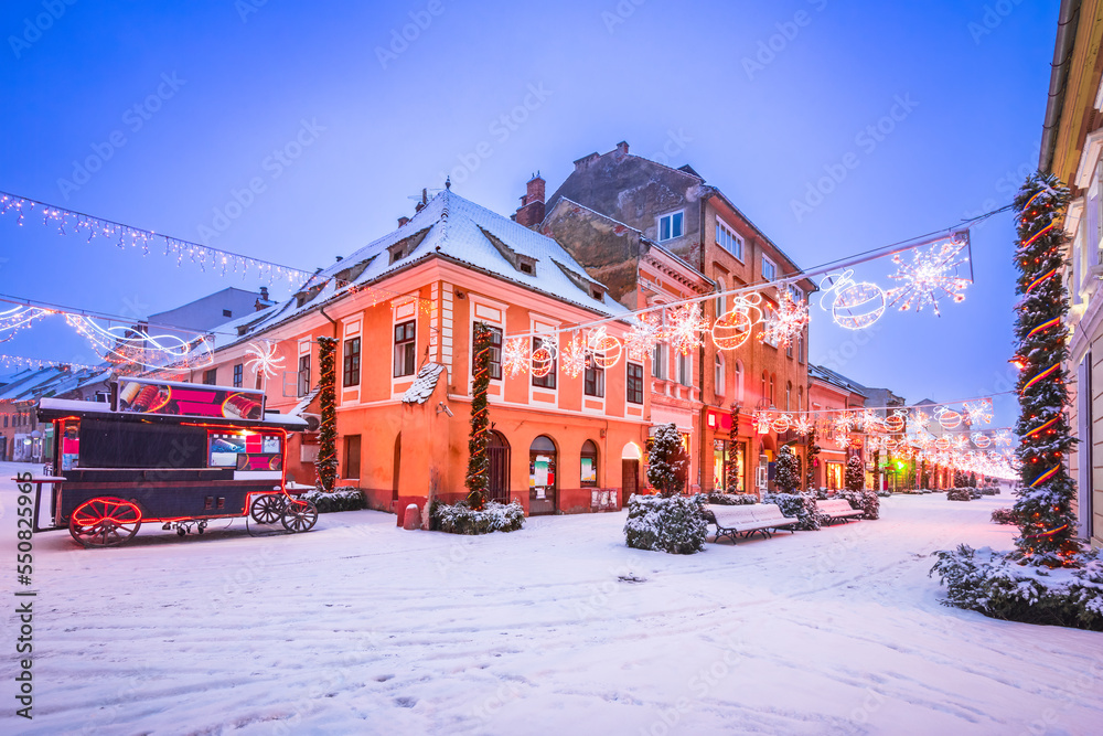 Brasov, Romania. Famous travel city in Transylvania, winter Christmas scenics