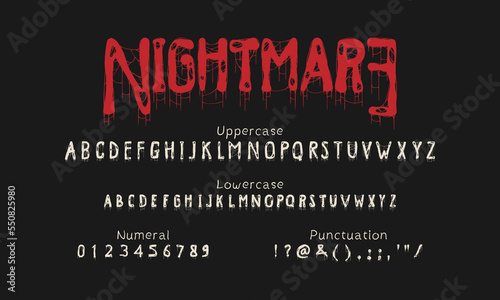 Creepy and horror font alphabet. Suitable for merchandise, logo, brand etc. 