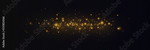 Gold particles. Light effect. Gold dust. background decoration. © kulinskaia