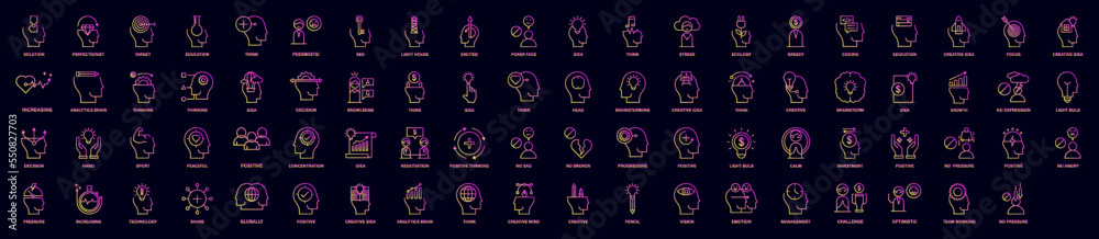 Positive thinking nolan icons collection vector illustration design Positive thinking nolan icons collection vector illustration design