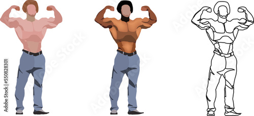 black person with gym physique-