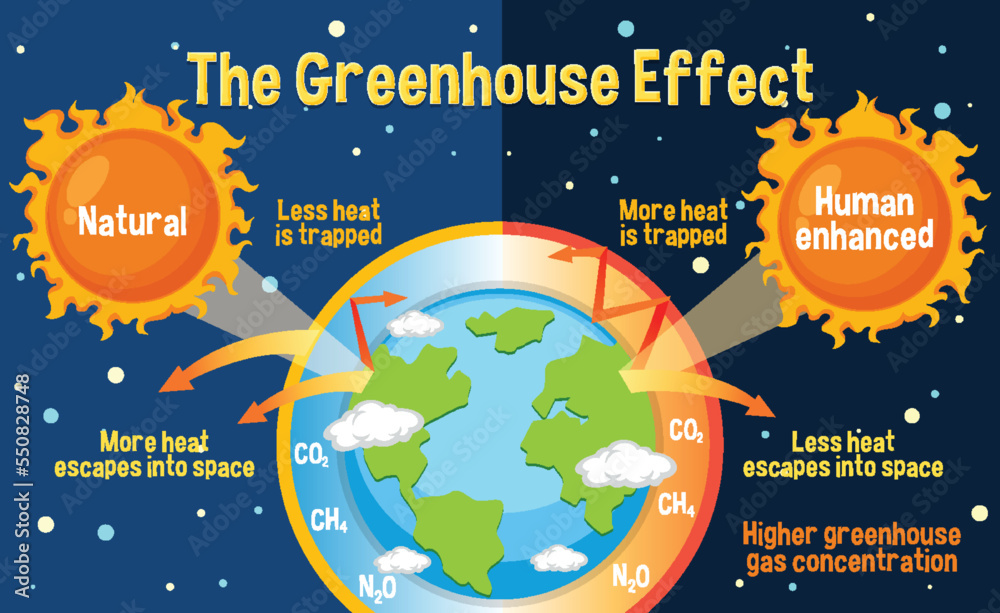 Diagram Showing The Greenhouse Effect Stock Vector Adobe Stock