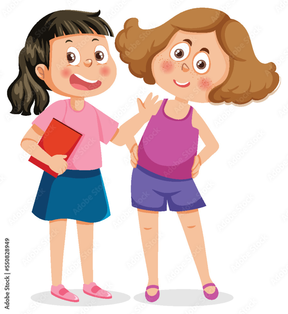 Two school girls cartoon character Two school girls cartoon character