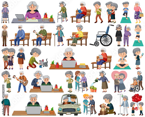 Collection of elderly people icons