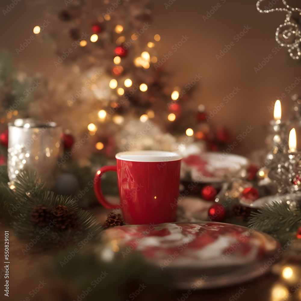 cup of coffee with christmas decorations generated by AI cup of coffee with christmas decorations generated by AI