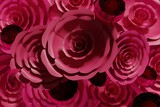 3d render of beautiful flying magenta paper flowers wallpaper pattern for Valentines Day project