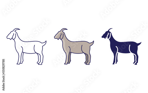 Goat line and glyph icon, vector illustration