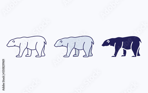 Polar bear line and glyph icon, vector illustration