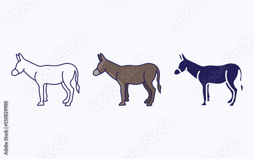 Donkey line and glyph icon, vector illustration