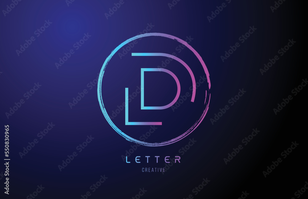 Obraz premium alphabet D letter logo grunge blue pink logo icon design template
