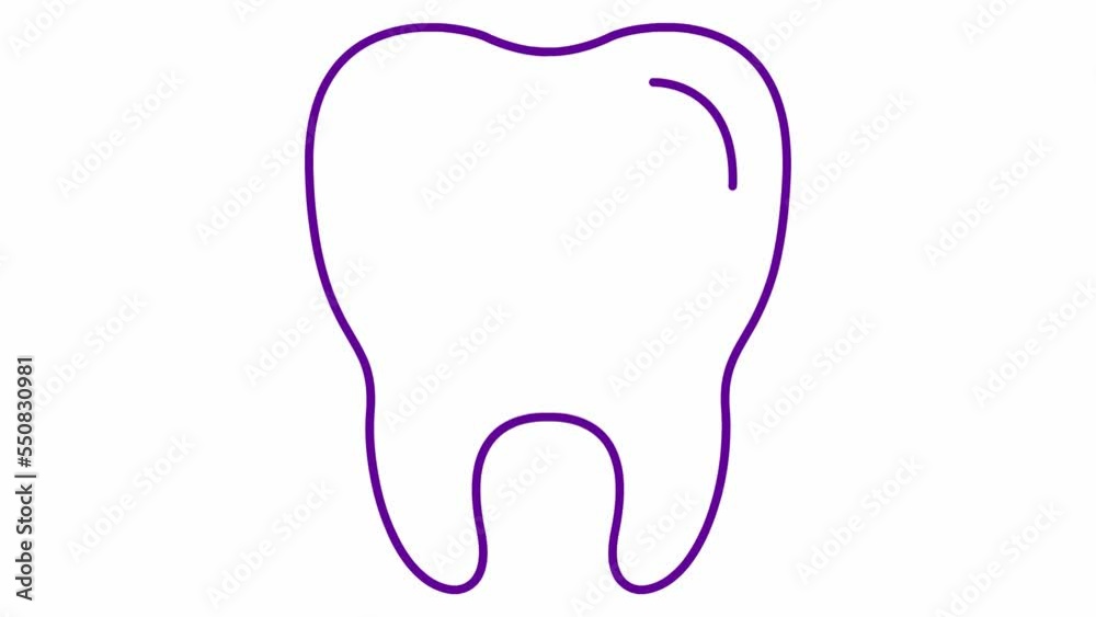 The animated tooth symbol is drawn gradually. Linear violet icon of crystal clear tooth. Concept of dentistry. Looped video. Vector illustration isolated on a white background.
The animated tooth symbol is drawn gradually. Linear violet icon of crystal clear tooth. Concept of dentistry. Looped video. Vector illustration isolated on a white background.
