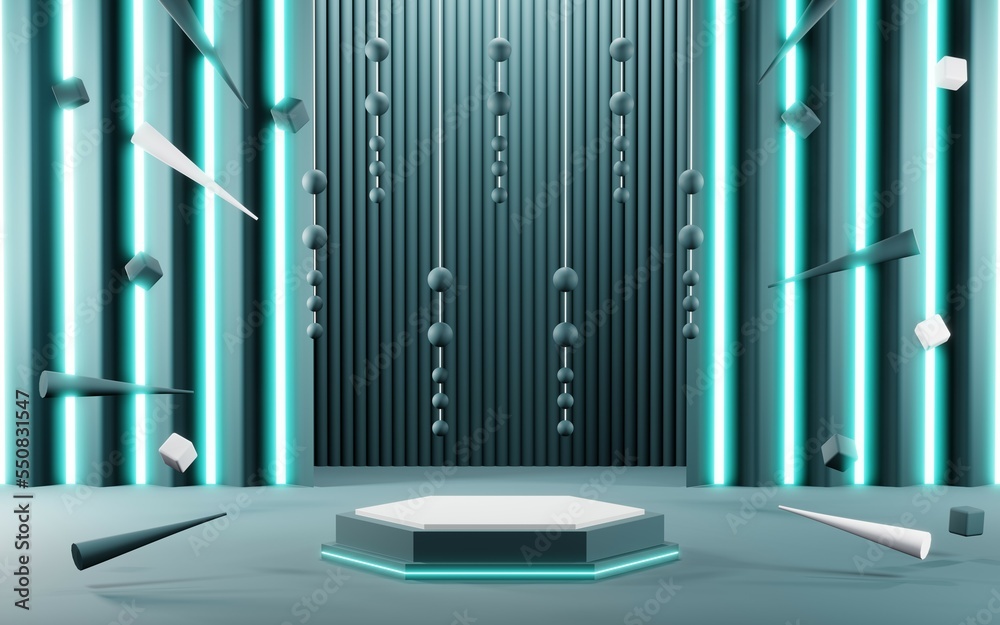 3D render of Podium background in blue tones for displaying cream products. cosmetics 3D render of Podium background in blue tones for displaying cream products. cosmetics