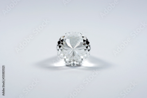 Obraz na plátne Briolette faceted natural colorless white topaz unheated transparent gemstone setting