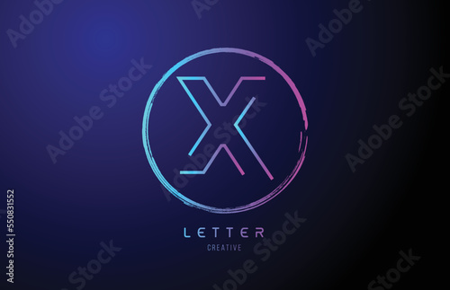 alphabet X letter logo grunge  blue pink logo icon design template