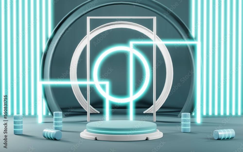 3D render of Podium background in blue tones for displaying cream products. cosmetics 3D render of Podium background in blue tones for displaying cream products. cosmetics