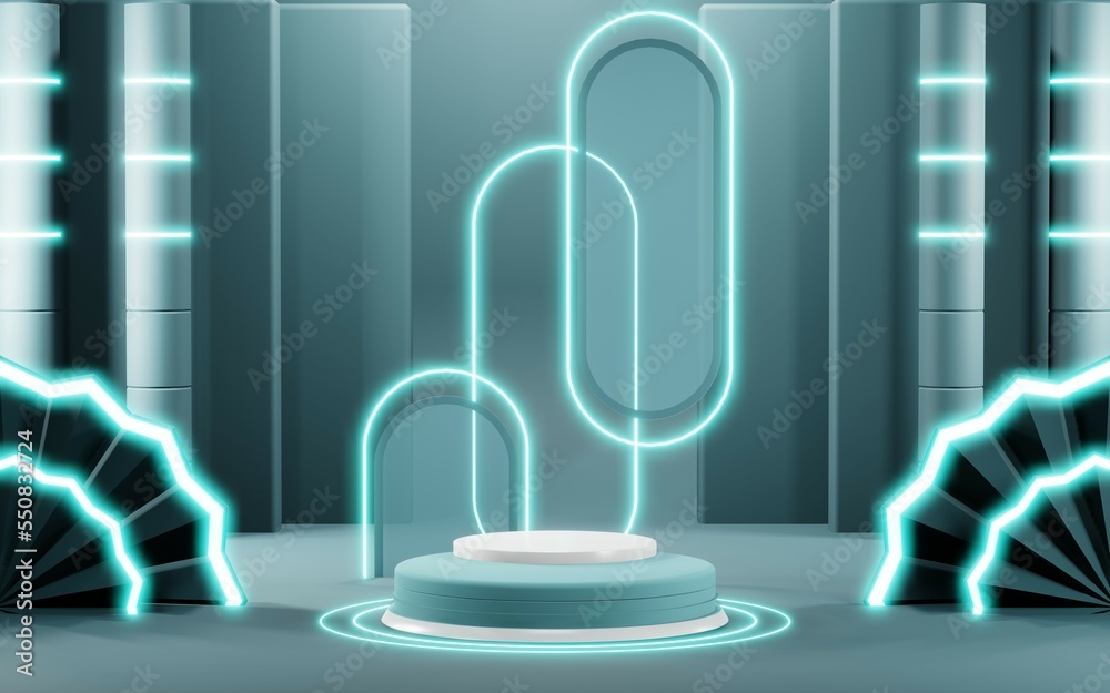 3D render of Podium background in blue tones for displaying cream products. cosmetics 3D render of Podium background in blue tones for displaying cream products. cosmetics
