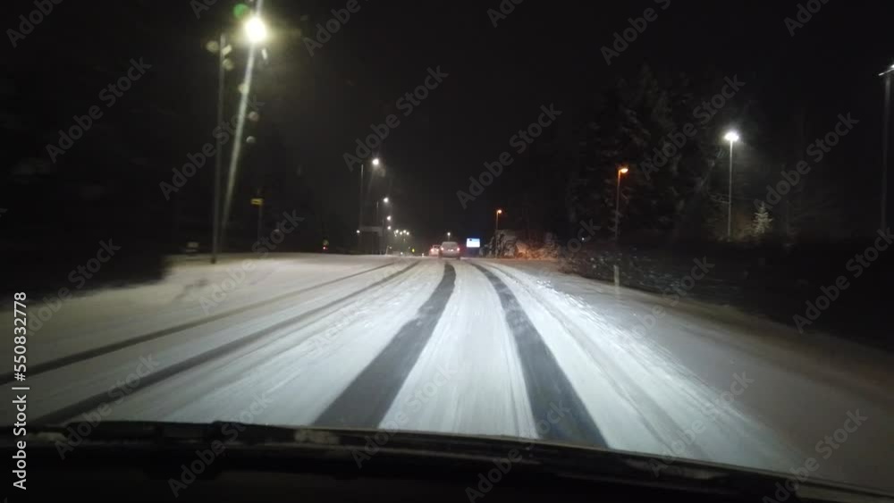 Lappeenranta, Finland – 11/30/2022:Traffic in snowy weather Lappeenranta, Finland – 11/30/2022:Traffic in snowy weather