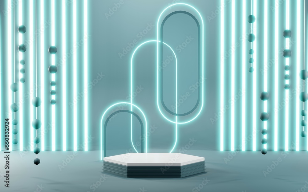 3D render of Podium background in blue tones for displaying cream products. cosmetics 3D render of Podium background in blue tones for displaying cream products. cosmetics