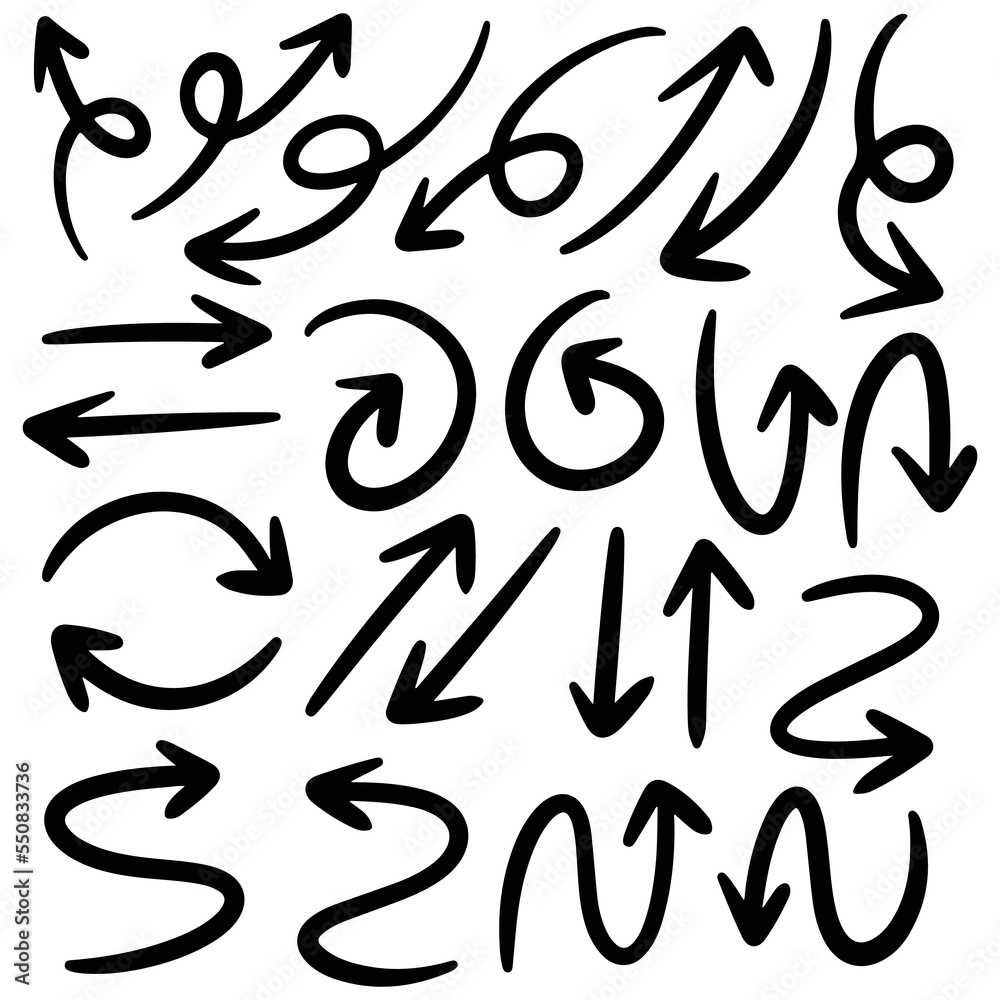Set of hand drawn arrows vector Set of hand drawn arrows vector