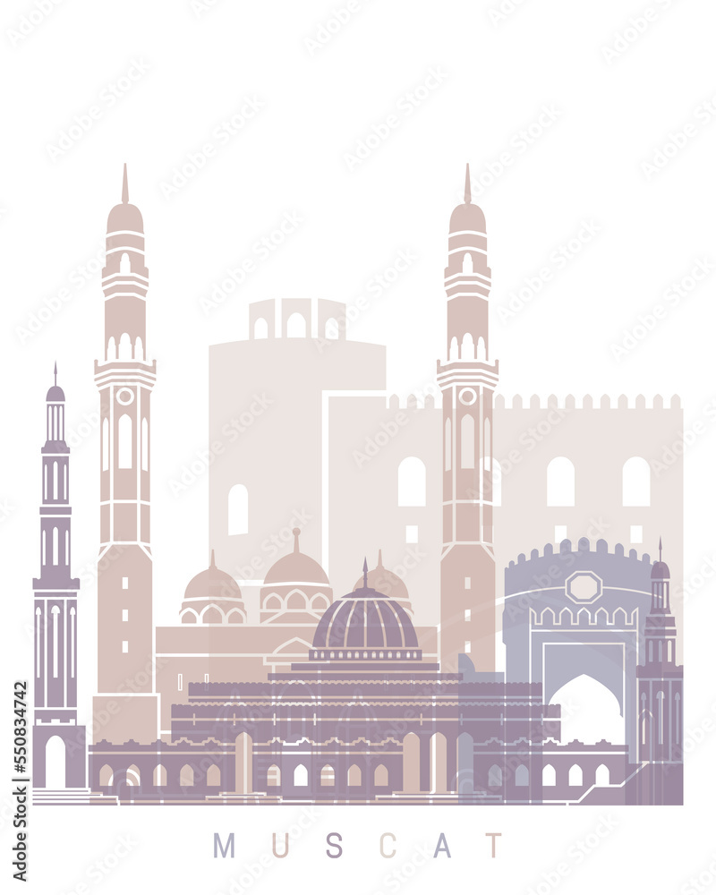Fototapeta premium MUSCAT SKYLINE POSTER PASTEL