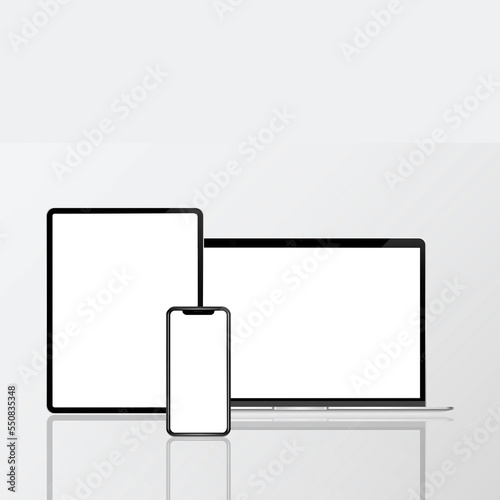 laptop and tab and mobile phone application processing screenshot mockup