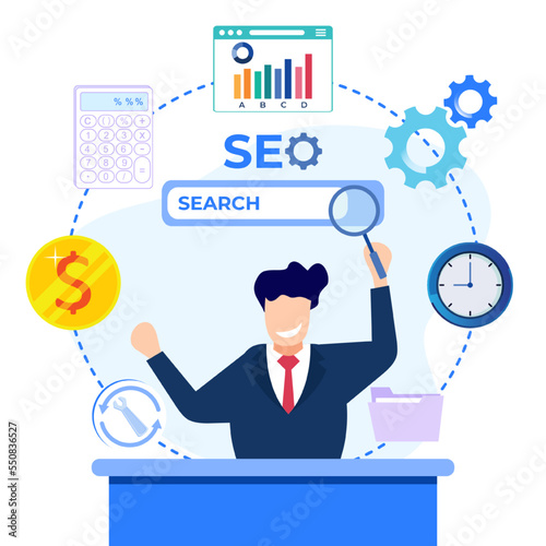 Illustration vector graphic cartoon character of seo optimization