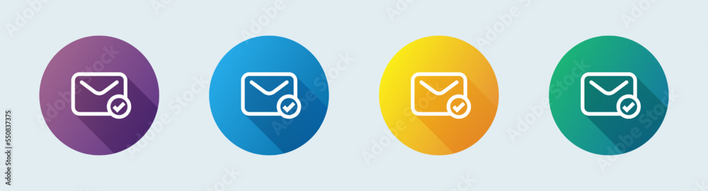 Sent message line icon in flat design style. Completed signs vector illustration.