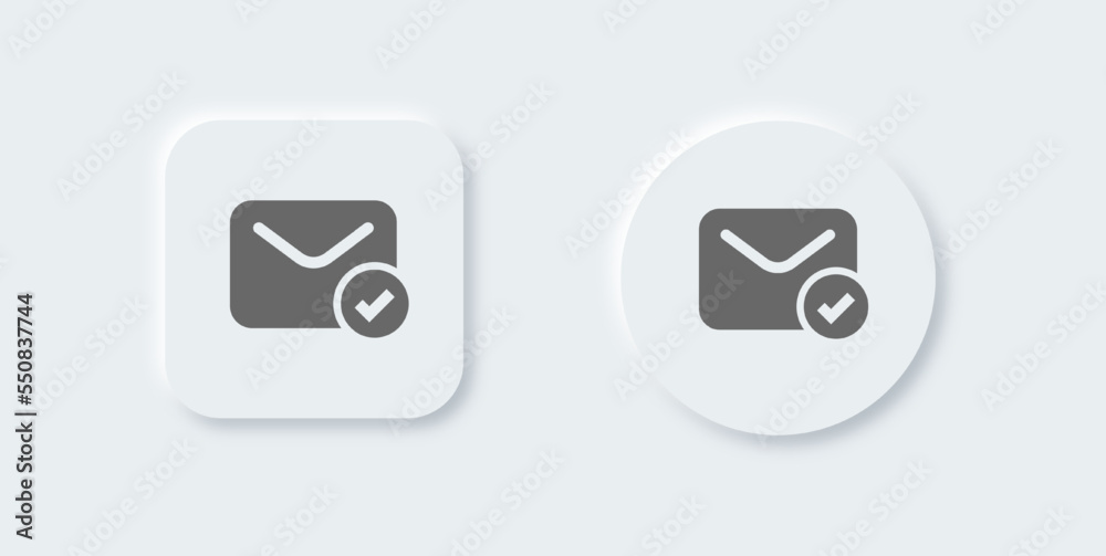 Sent message solid icon in neomorphic design style. Completed signs vector illustration. Sent message solid icon in neomorphic design style. Completed signs vector illustration.