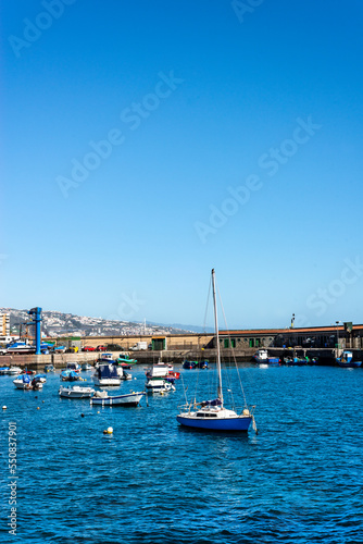 Port in Puerto de la Cruz on a sunny day, Tenerife, Canary Islands.