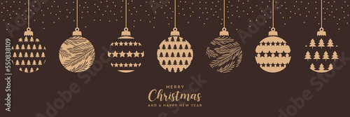 christmas bauble decoration different pattern and confetti