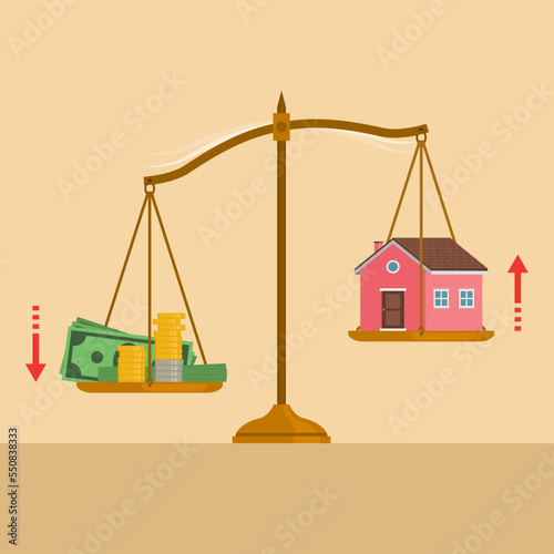 Inflation concept: weight scale with cash money and house