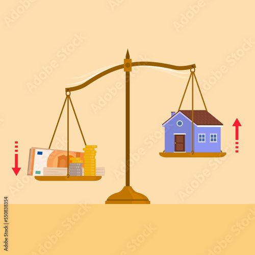 Inflation concept: weight scale with cash money and house