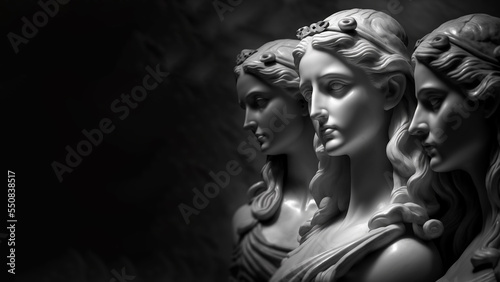 Obraz Na P tnie Illustration Of A Renaissance Marble Statue Of Moirai 