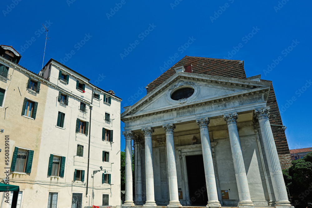 San Nicola da Tolentino church, Facade on Campo dei Tolentini, Venice, Italy.