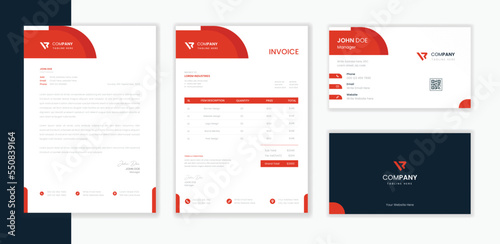 Corporate Stationery design bundle, business letterhead, invoice and business card design bundle collection